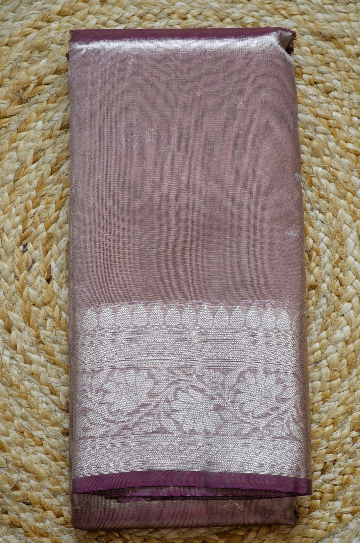 Purple Plain Banarasi Tissue Silk Saree