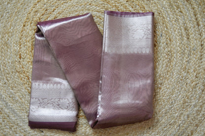 Purple Plain Banarasi Tissue Silk Saree
