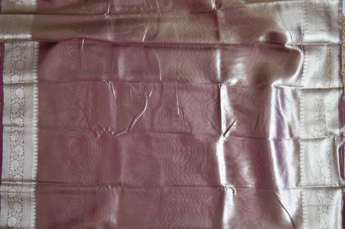 Purple Plain Banarasi Tissue Silk Saree