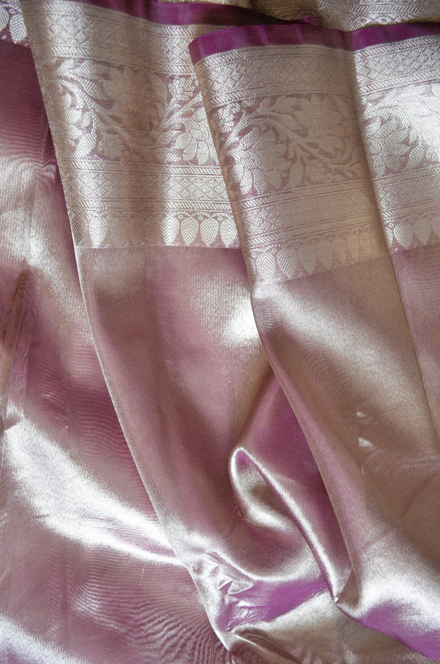 Purple Plain Banarasi Tissue Silk Saree