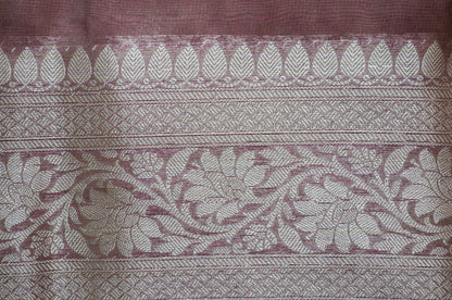 Purple Plain Banarasi Tissue Silk Saree