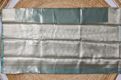 Green Plain Banarasi Tissue Silk Saree