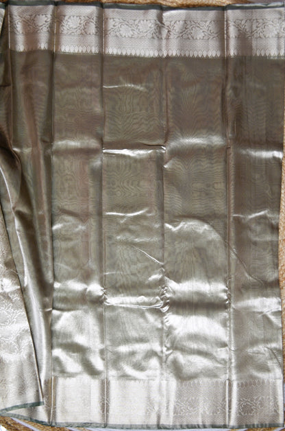 Black Plain Banarasi Tissue Silk Saree