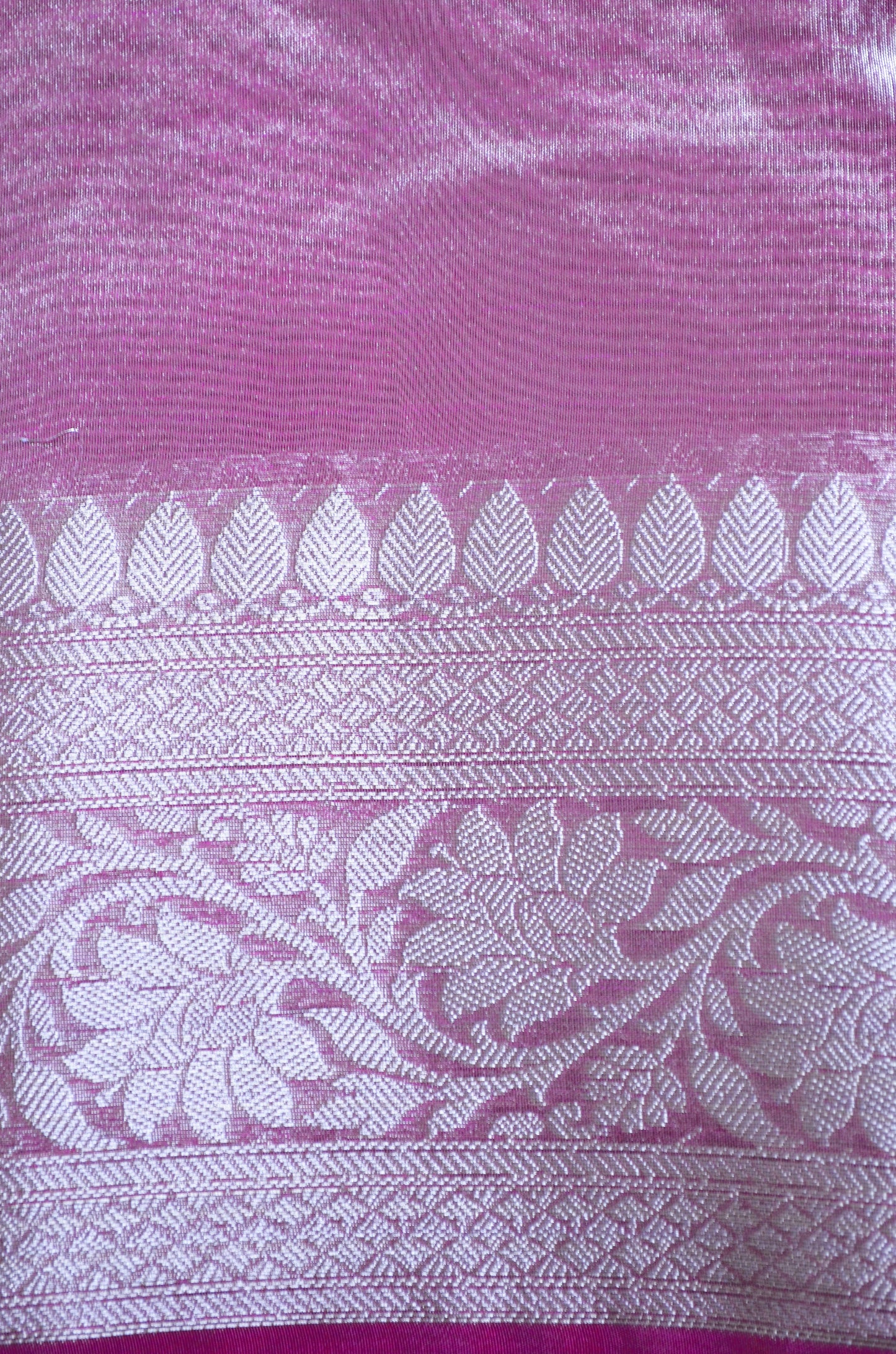 Magenta Plain Banarasi Tissue Silk Saree