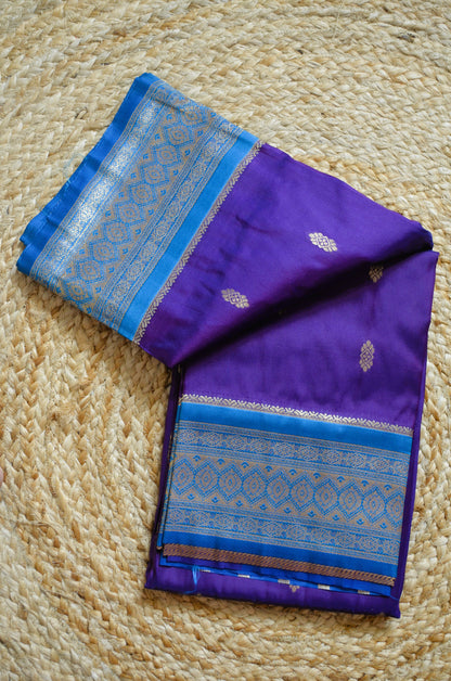 Purple Zari Work Banarasi Silk Saree