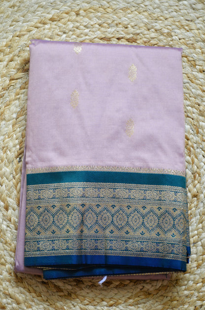 Mauve Zari Work Banarasi Silk Saree
