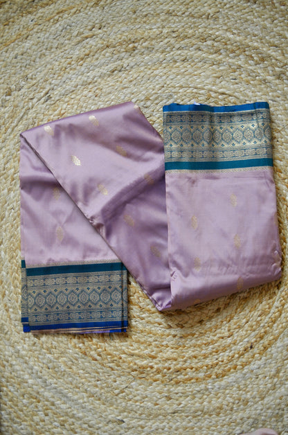 Mauve Zari Work Banarasi Silk Saree