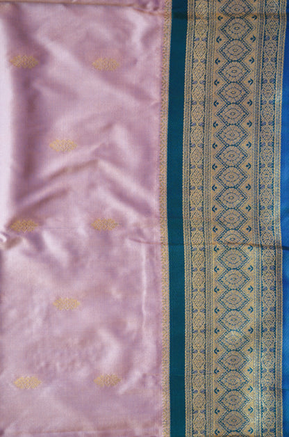 Mauve Zari Work Banarasi Silk Saree