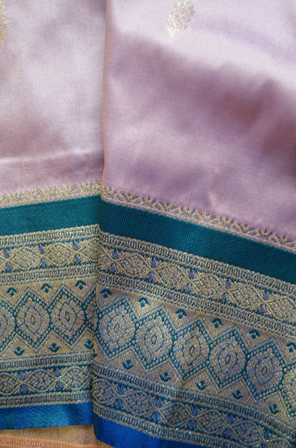 Mauve Zari Work Banarasi Silk Saree