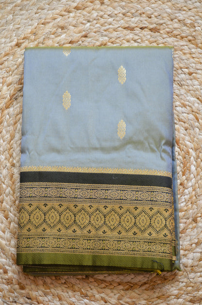 Grey Zari Work Banarasi Silk Saree