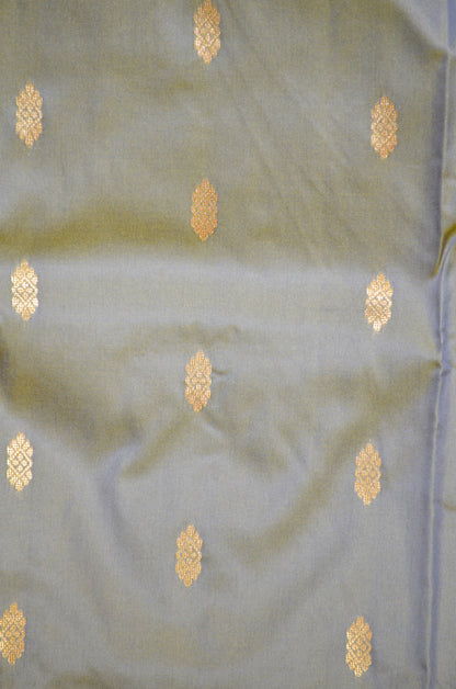 Grey Zari Work Banarasi Silk Saree