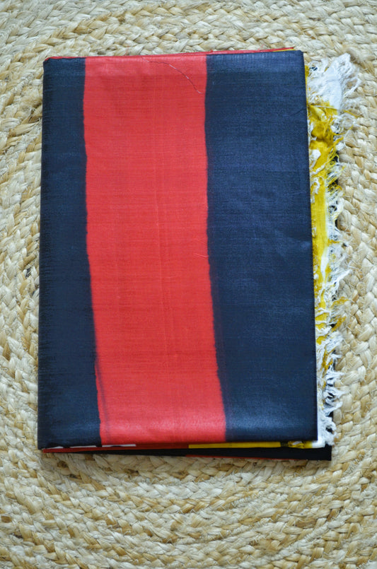 Black Katan Pure Silk Handloom Saree with Block Prints