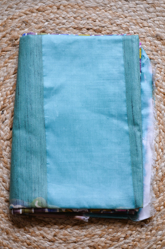 Sea Green Katan Handpainted Pure Silk Handloom Saree