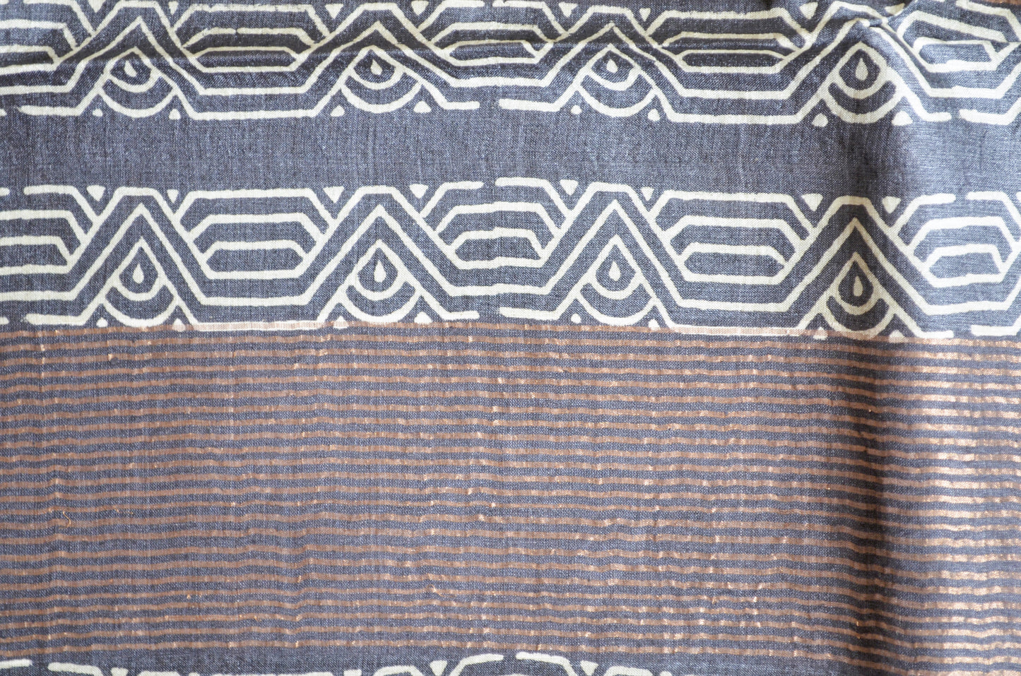Steel Tussar Pure Silk Handloom Saree with Block Print