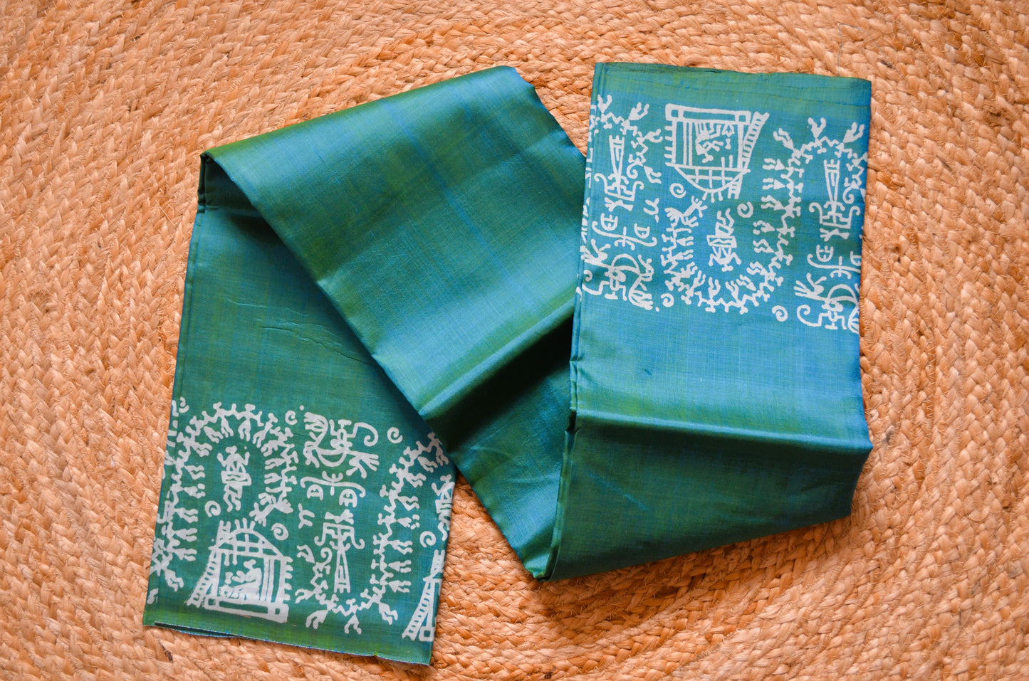 Teal Dual Tone Pure Silk Sonamukhi Handloom Saree
