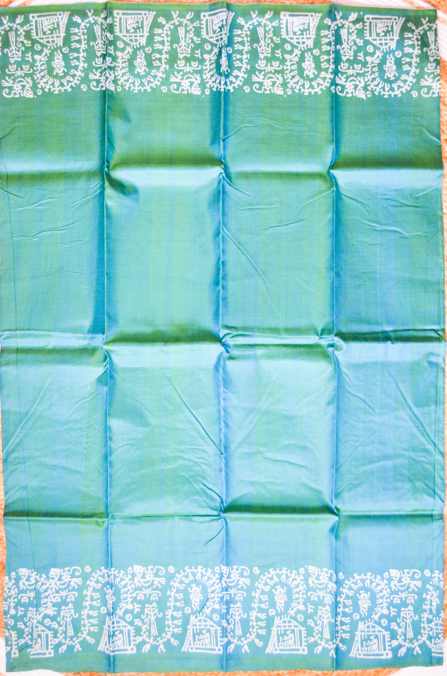 Teal Dual Tone Pure Silk Sonamukhi Handloom Saree