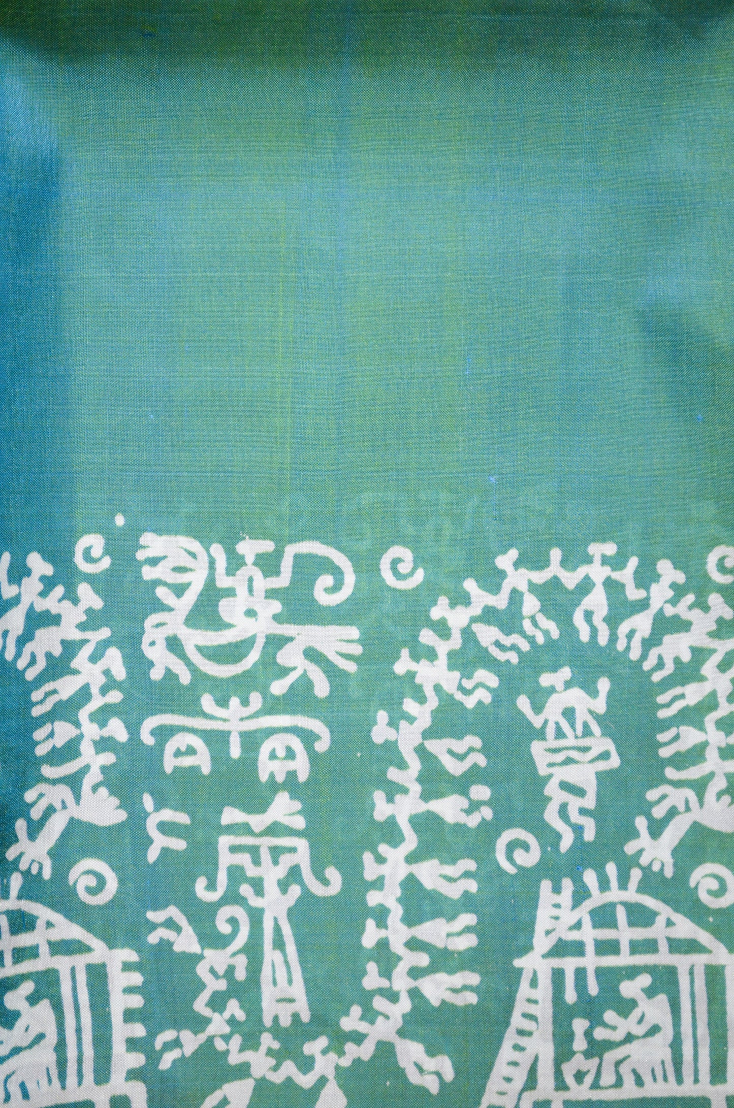Teal Dual Tone Pure Silk Sonamukhi Handloom Saree