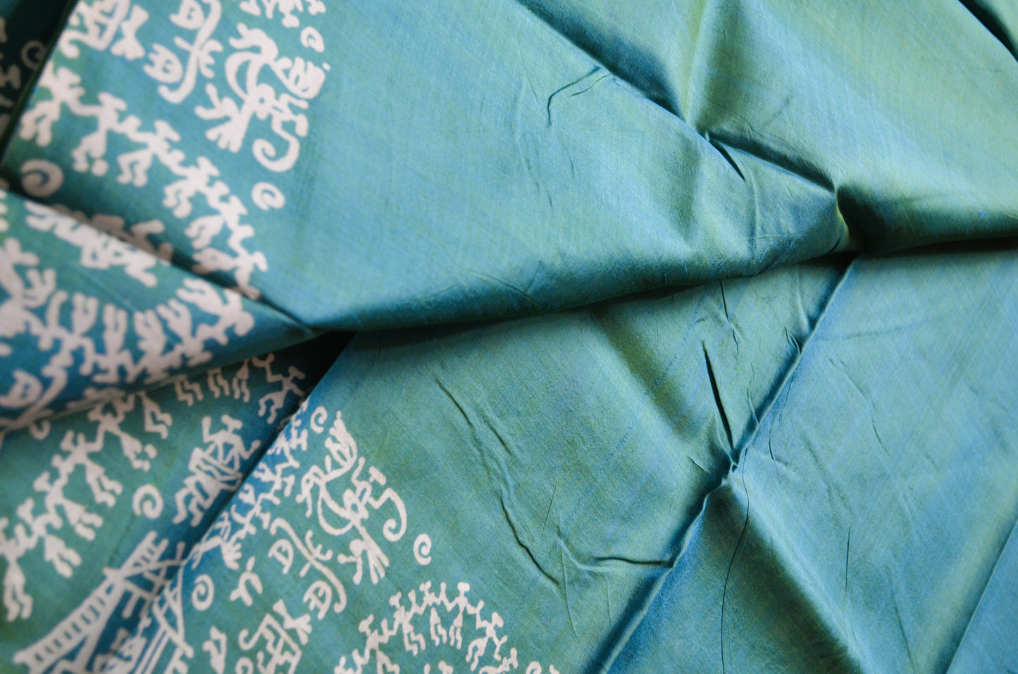 Teal Dual Tone Pure Silk Sonamukhi Handloom Saree