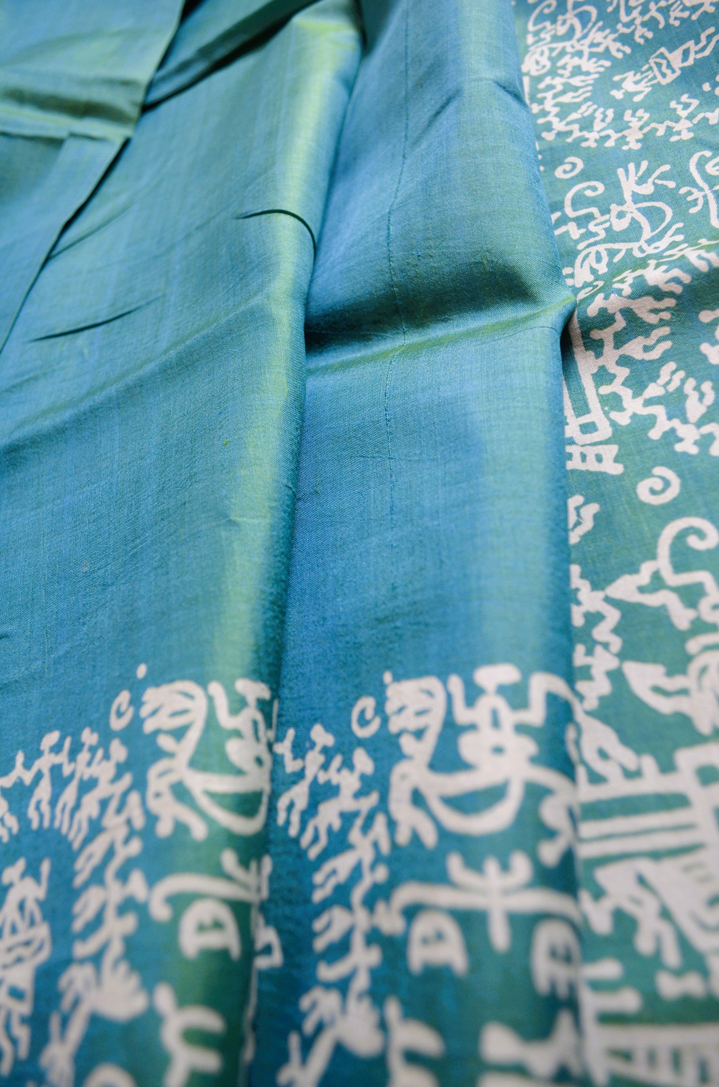 Teal Dual Tone Pure Silk Sonamukhi Handloom Saree