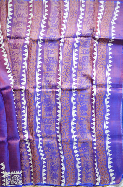 Purple Dual Tone Pure Silk Sonamukhi Handloom Saree