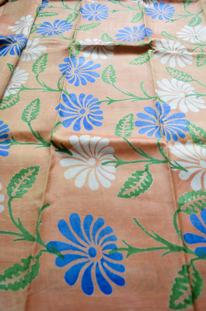 Orange Dual Tone Pure Silk Sonamukhi Handloom Saree