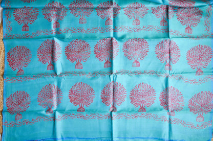 Sea Green Dual Tone Pure Silk Sonamukhi Handloom Saree
