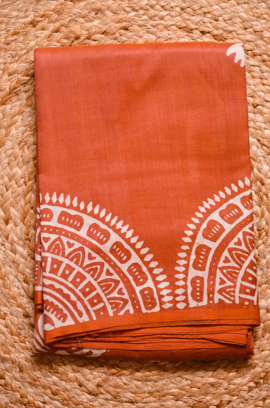 Rust Dual Tone Pure Silk Sonamukhi Handloom Saree
