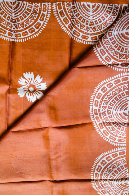 Rust Dual Tone Pure Silk Sonamukhi Handloom Saree