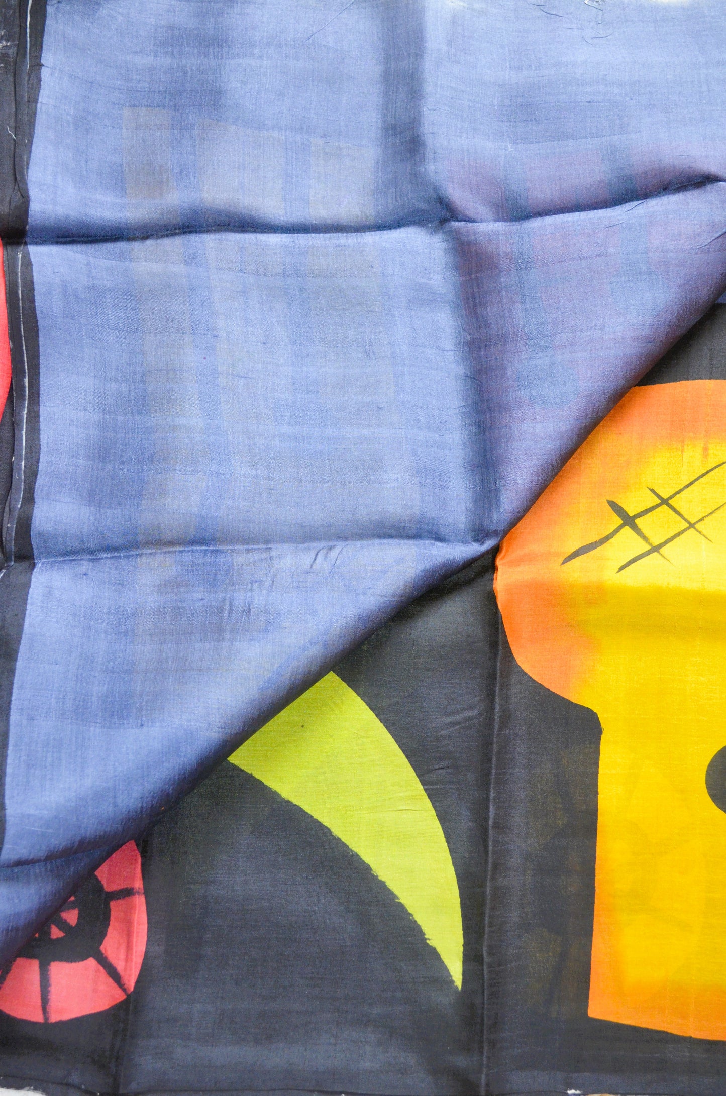 Slate Blue Block Print Pure Silk Handloom Saree