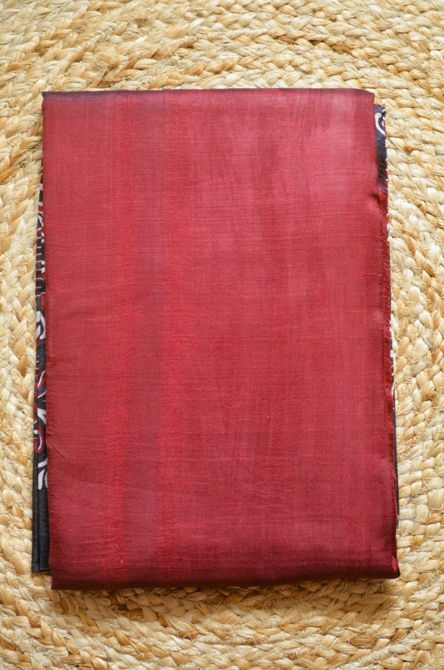 Maroon Block Print Pure Silk Handloom Saree