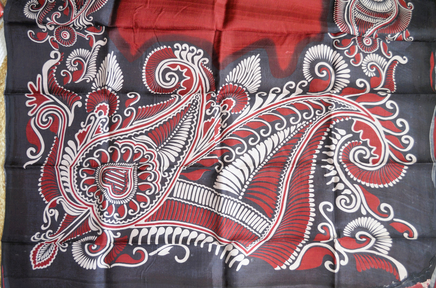 Maroon Block Print Pure Silk Handloom Saree