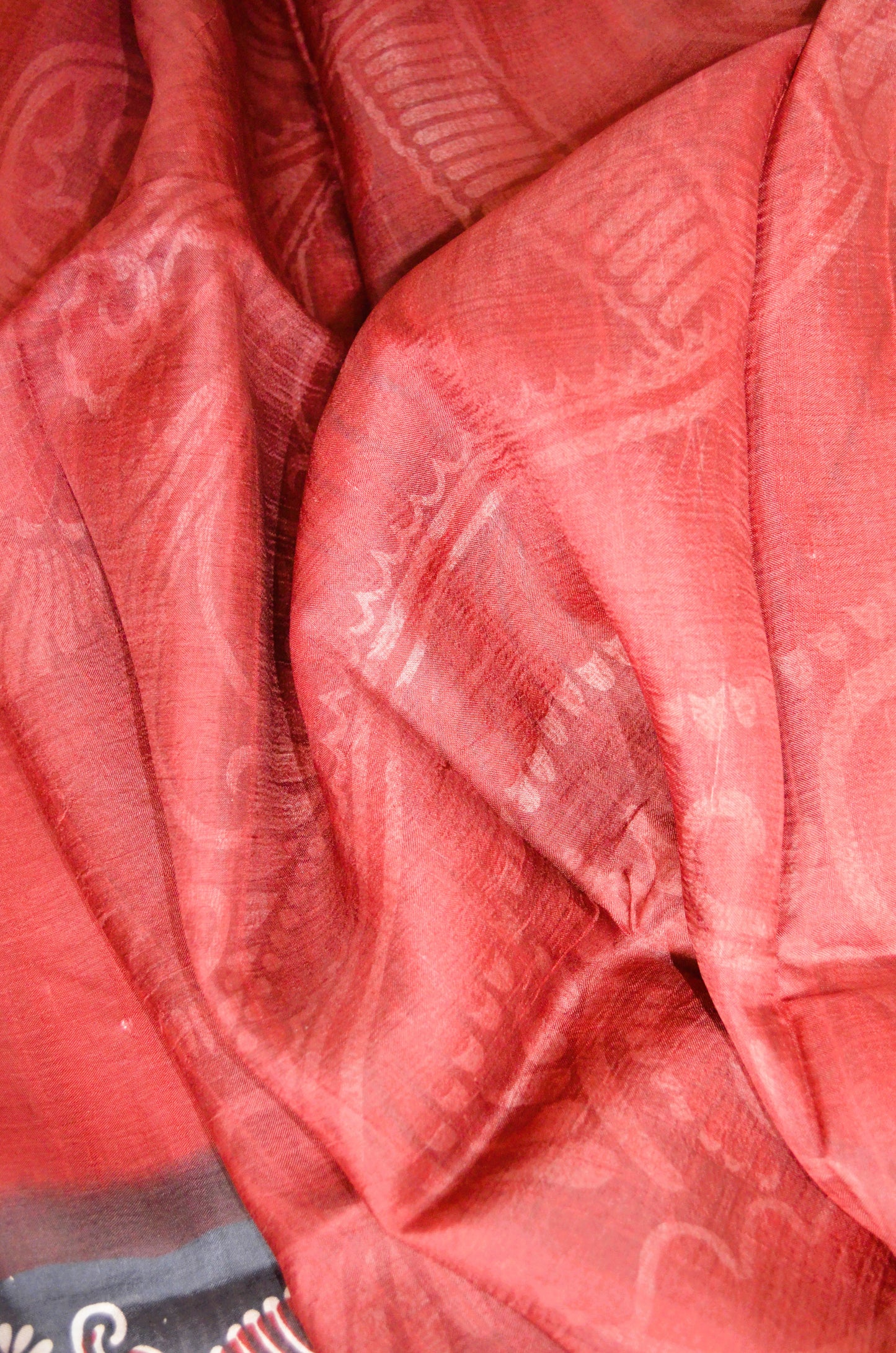 Maroon Block Print Pure Silk Handloom Saree