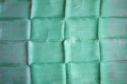 Sea Green Block Print Pure Silk Handloom Saree