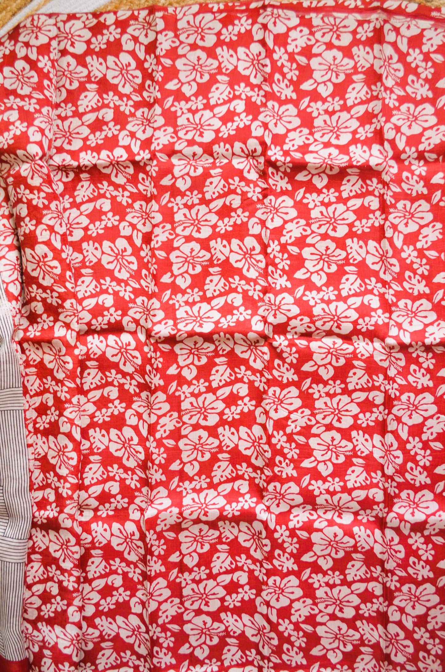 White Block Print Pure Silk Handloom Saree