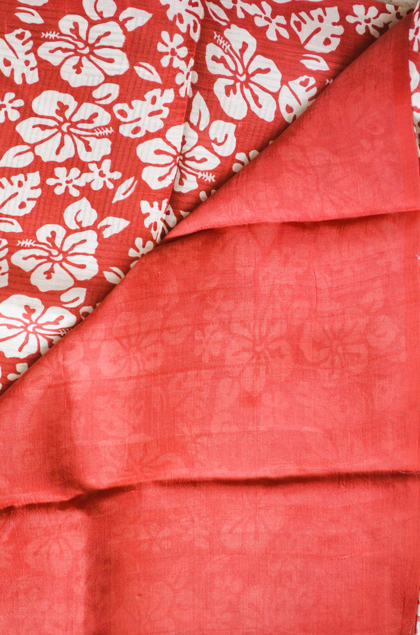 White Block Print Pure Silk Handloom Saree