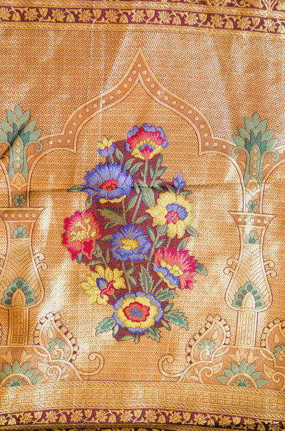 Off White Banarasi Silk Saree with Meenakari