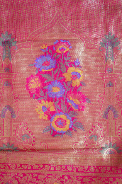 Purple Banarasi Silk Saree with Meenakari