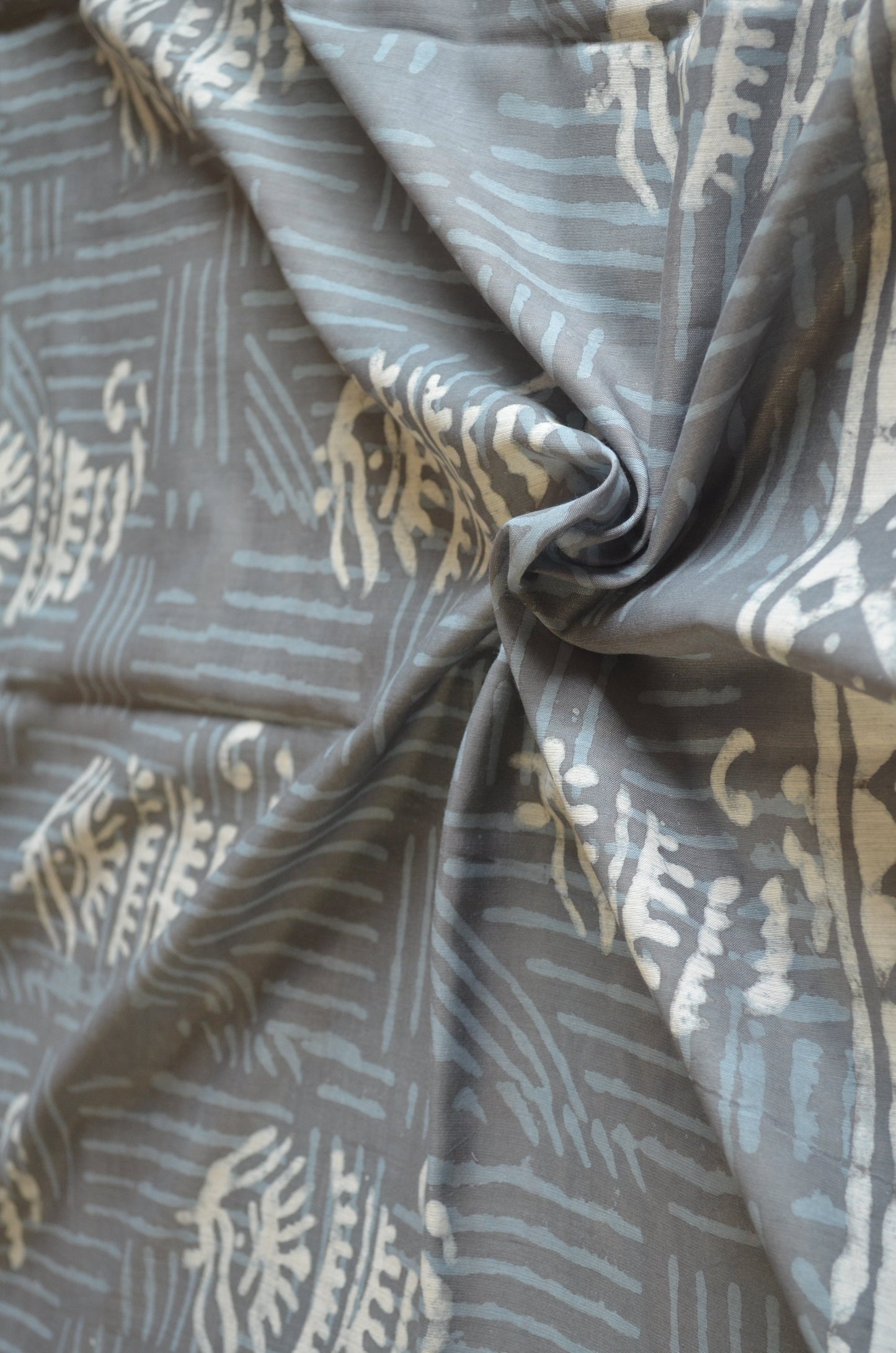 Slate Maheshwari Dabu Block Print Vegan Silk Handloom Saree