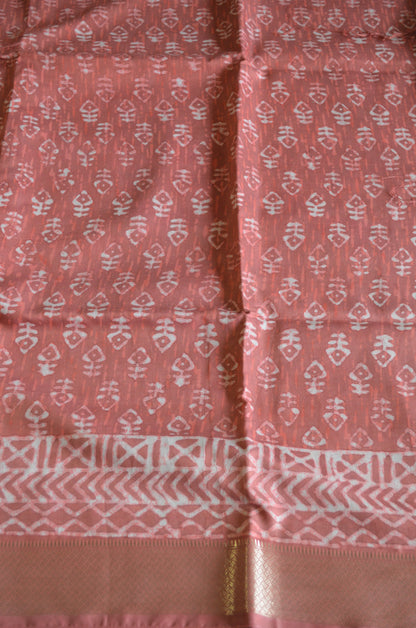 Rust Maheshwari Dabu Block Print Vegan Silk Handloom Saree
