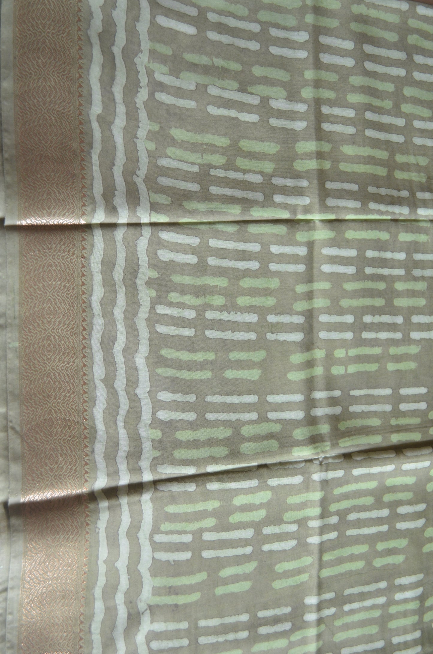 Olive Maheshwari Dabu Block Print Vegan Silk Handloom Saree