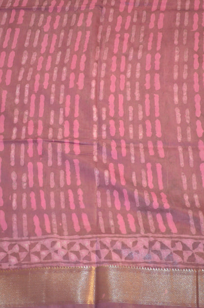 Rouge Maheshwari Dabu Block Print Vegan Silk Handloom Saree
