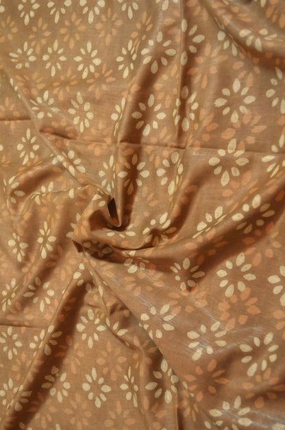 Chocolate Maheshwari Dabu Block Print Vegan Silk Handloom Saree