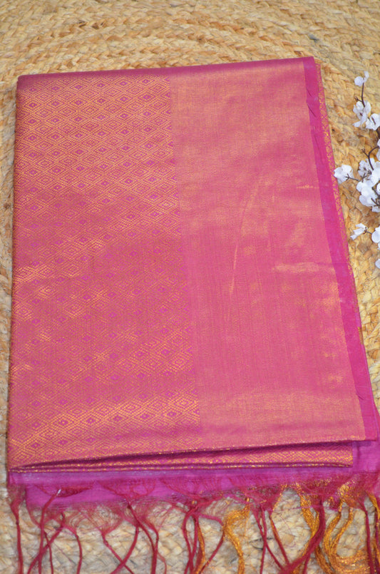 Magenta Kanjeevaram Zari Vegan Silk Handloom Saree