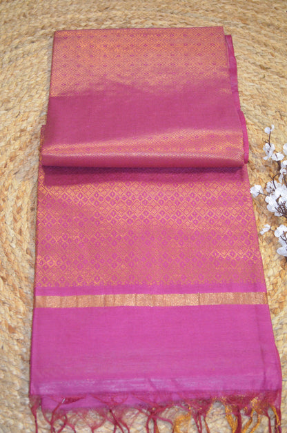 Magenta Kanjeevaram Zari Vegan Silk Handloom Saree