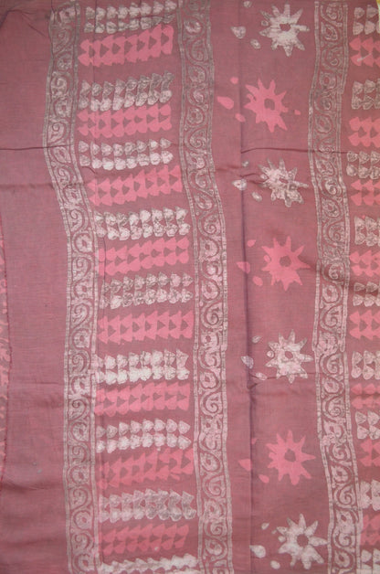 Rouge Chiffon Bagru Print Vegan Silk Handloom Saree
