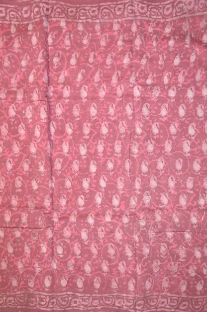 Rouge Chiffon Bagru Print Vegan Silk Handloom Saree