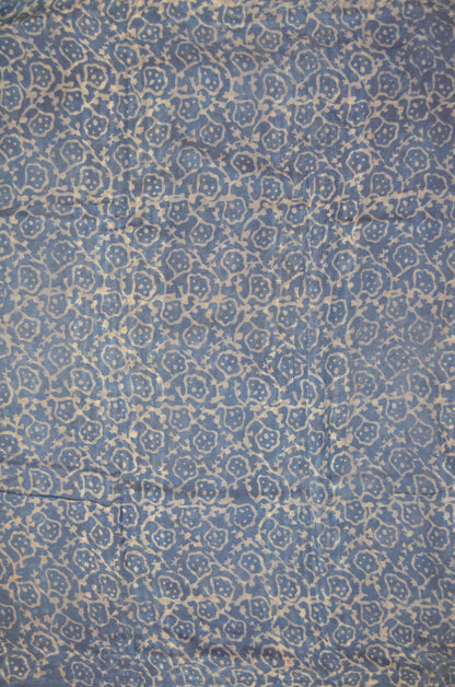 Indigo Chiffon Bagru Print Vegan Silk Handloom Saree