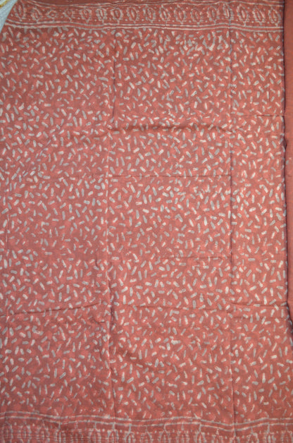Rust Chiffon Bagru Print Vegan Silk Handloom Saree