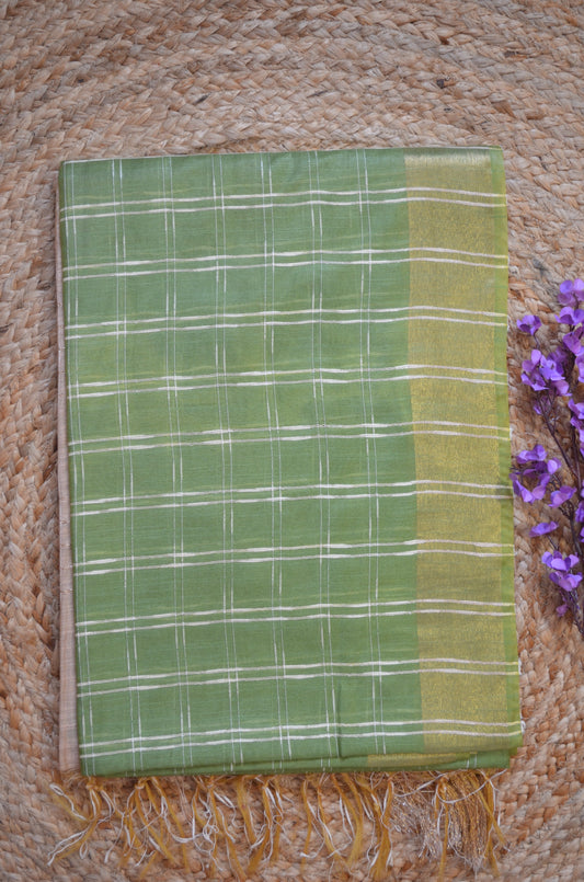 Pista Green Contemporary Vegan Silk Saree