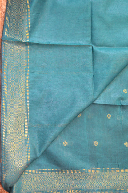 Dark Teal Contemporary Zari Vegan Silk Saree
